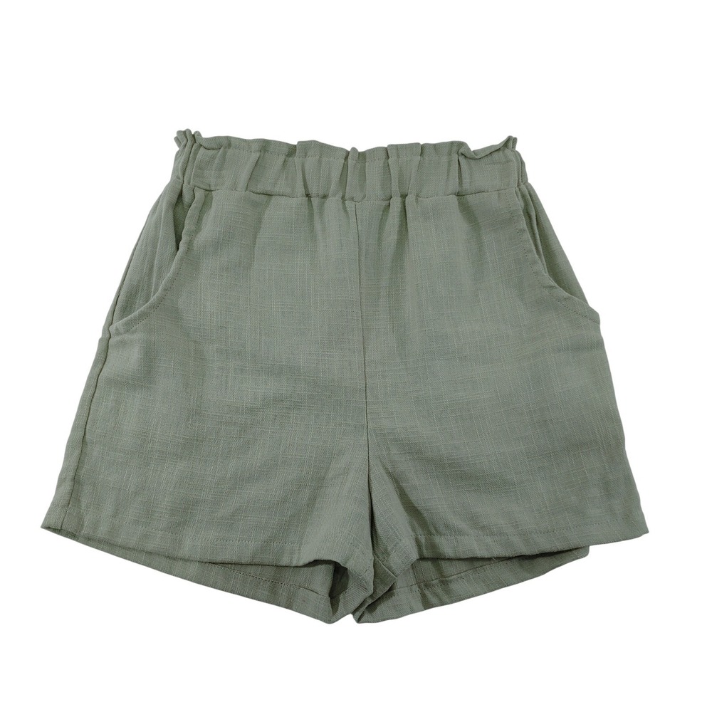 Better Together Womens Sage Green Cotton Paperbag Waist Shorts Size XS